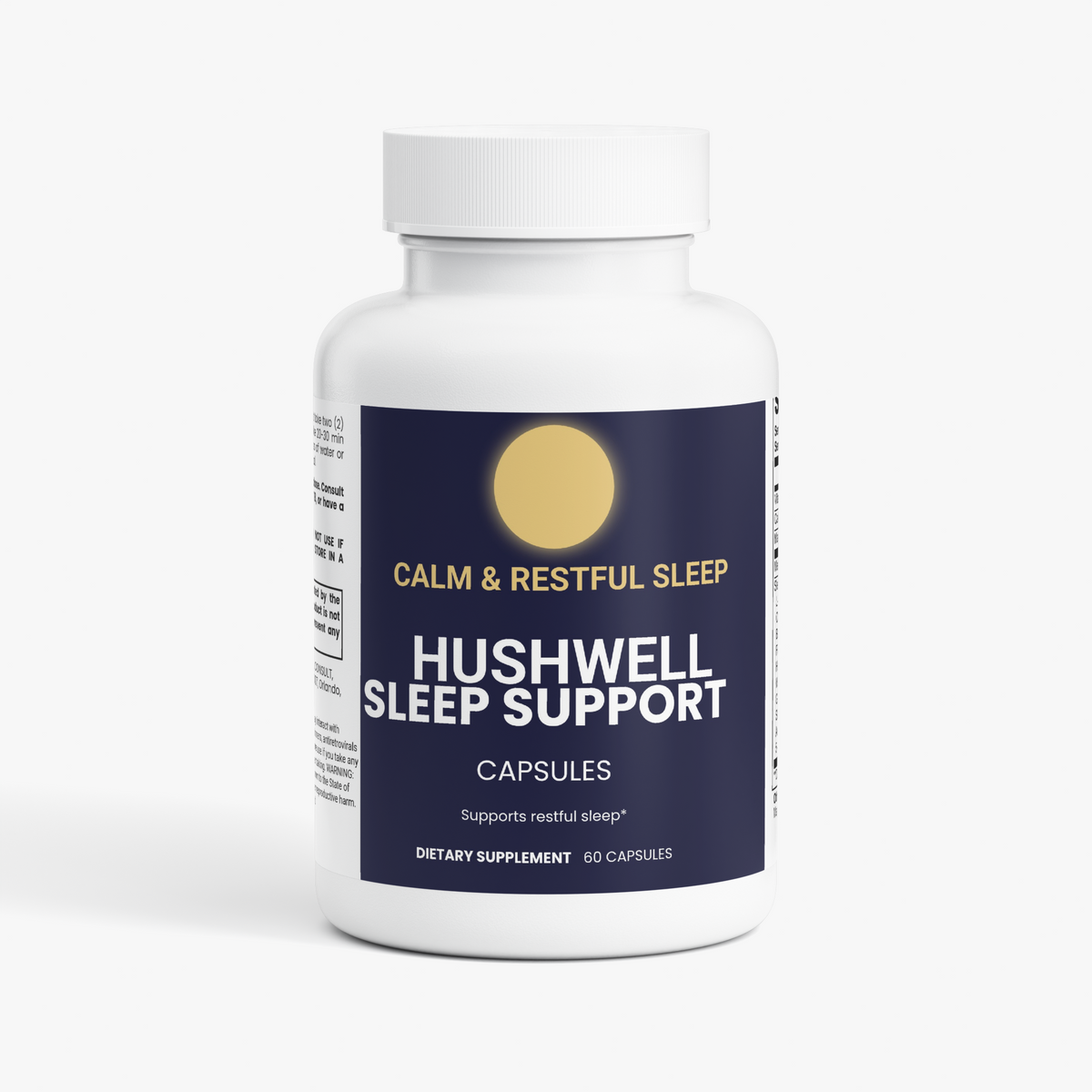 Hushwell Sleep Support bottle, 60 capsules, front view