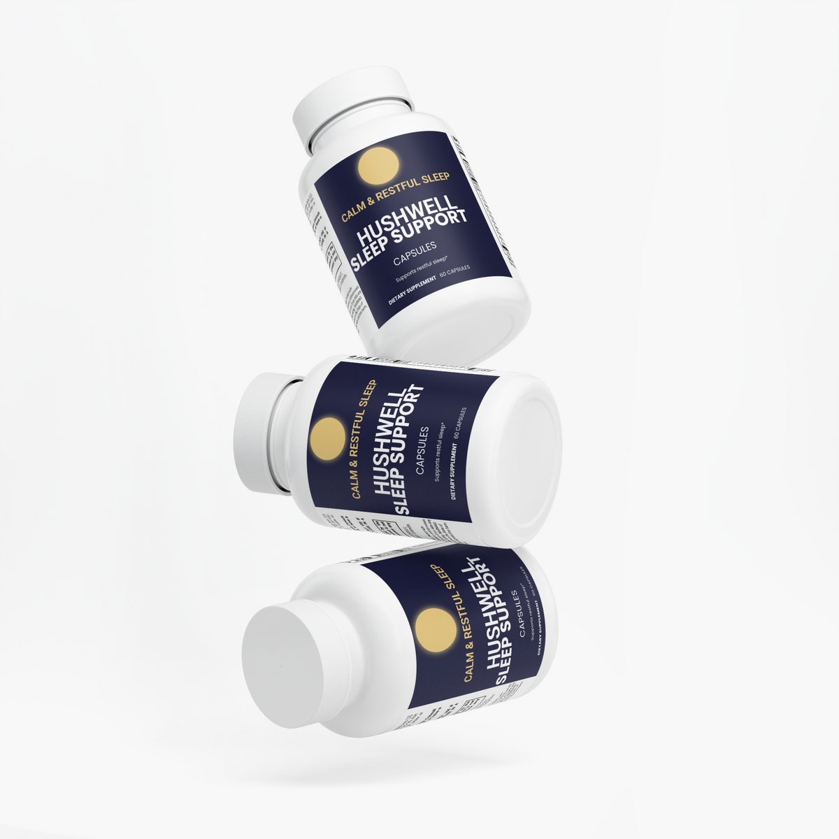 Hushwell Sleep Support bottles arranged in a group